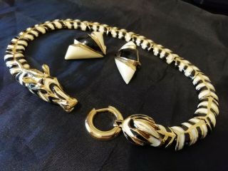 Vintage Jewellery Zebra Necklace Signed D 