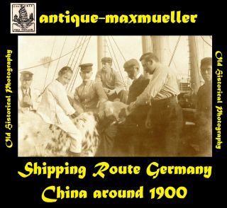 East Asia Fleet German Gunboat Supply Chip ? Chinese Waters 4x - Orig ≈ 1900