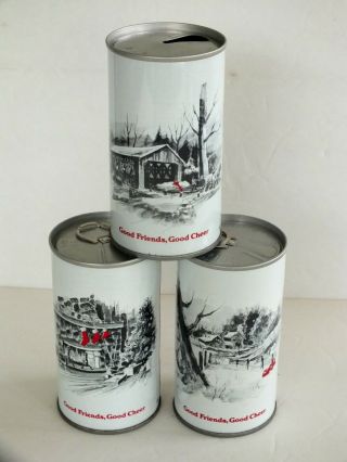 Iron City Beer S/s B/o Cans Set Of 3 Winter/christmas Scene