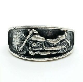 Vintage Signed Ted Ott Sterling Silver Navajo Native American Motorcycle Ring