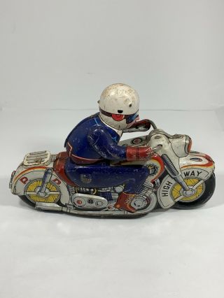 Friction Police Highway Patrol Motorcycle 10” 1934