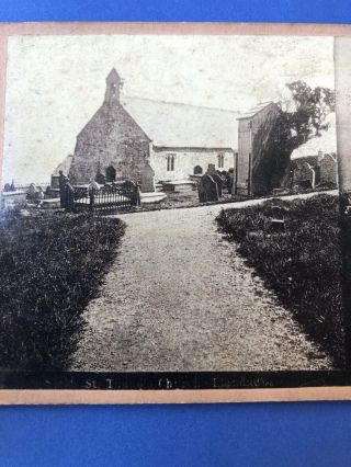 Stereoview Card Photo St.  Tudno Church And Cemetery Llandudno United Kingdom