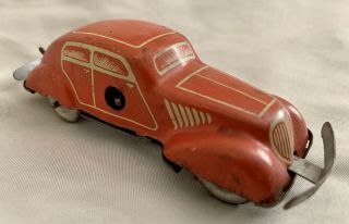 1940 Distler Mighty Midget Orange Tin Wind Up Toy Car Us Zone Germany