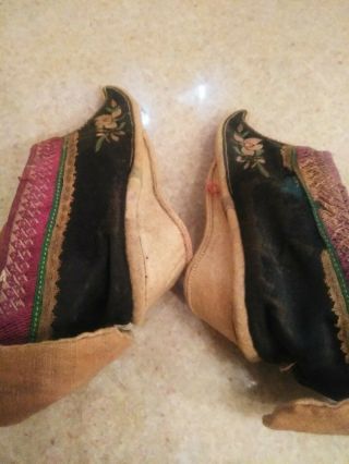 Vintage Chinese Embroidered Bound Feet Shoes 7 " X 3 "