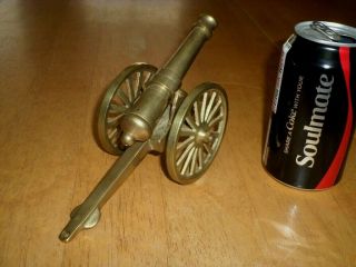 American Civil War Style,  Solid Brass Metal,  Cannon & Carriage Toy,  1970 