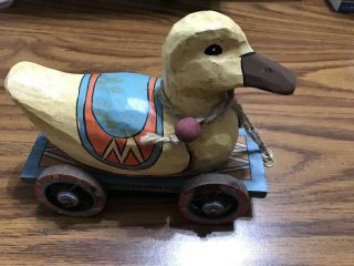 Wooden Duck On Wheels.