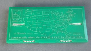 Early Sterling Plastics Pencil Case U.  S.  States & Capitals W/contents -