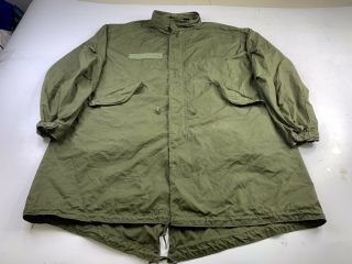 Vintage Us Military Parka Extreme Cold Weather Army Od Green Size Large Fishtail