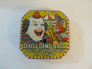 Circus Clown 1930s - 1950s Daily Dime Bank Orange Hat