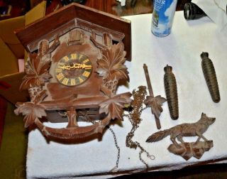 Vintage Cuckoo Clock August Schwer Western Germany,  Coo Coo Weights