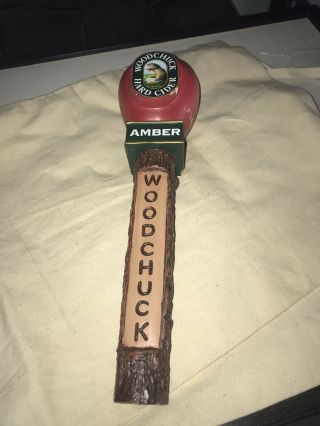 Woodchuck " Amber " Hard Cider Tap Handle By Vermont Cider With Chips