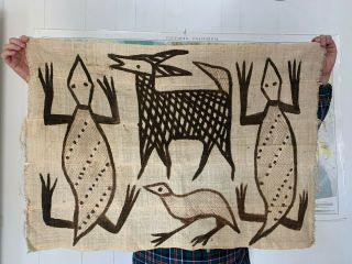 Vintage African Pictorial Mud Cloth Art Tapestry - Senoufo - Korhogo