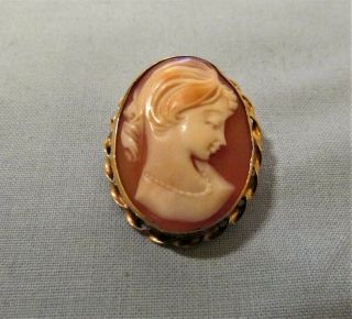 Lovely Vintage Uk Hallmarked 9ct Gold Cameo Brooch By A & Co London 1963