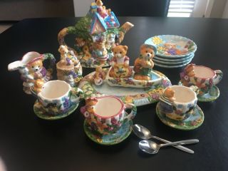 Vintage Teddy Bear Tea Set Children 