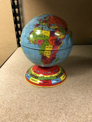 1960s J.  Chein Tin Litho Giant World Globe Toy Savings Bank