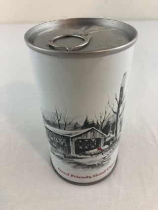 Iron City Holiday Christmas Beer Can - Bottom Opened Steel Pull Tab Good Friends