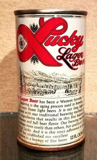 1972 BOTTOM OPEN WHITE LUCKY LAGER PULL TAB BEER CAN SAN FRANCISCO CALIFORNIA 3