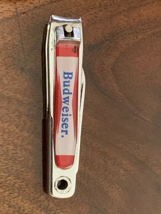 Budweiser Vintage Bell Nail Clippers With Knife Blade Bottle Opener