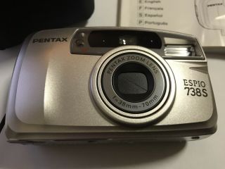 Pentax Espio 738s Vintage 35mm Point & Shoot Film Camera & Instructions & Case