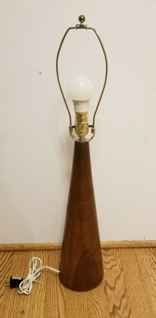 Vintage Mid Century Modern Lamp Wooden Cone