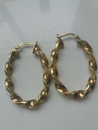 Vintage 9ct Gold Twisted Hoop Earrings