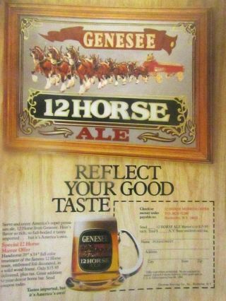 1985 Genesee 12 Horse Ale Print Ad - 8.  5 X 11 "