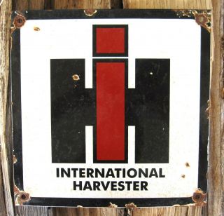 International Harvester Vintage Porcelain Enamel Tractor Agriculture Farm Sign