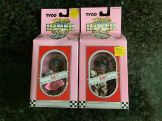 Tyco 1988 Dixie’s Diner African American Dolls Patty & Bobby W/stands & Boxes