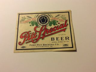 Pitt Special Beer Label Irtp Fort Pitt Brewing Co.  Pittsburgh Pa