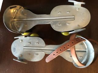 Vintage Union Hardware Co Metal Roller Skates Adjustable With Leather Strap Usa