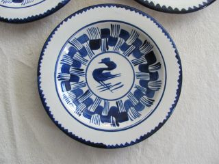 Vintage Oaxaca Mexico Pottery Cobalt Blue & White - 3 Dinner/Luncheon Plates 2