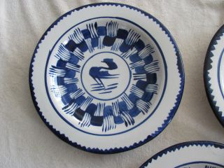 Vintage Oaxaca Mexico Pottery Cobalt Blue & White - 3 Dinner/Luncheon Plates 3