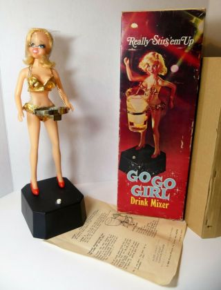Vintage 1969 Poynter Battery Operated Go Go Girl Drink Mixer 13 " Doll