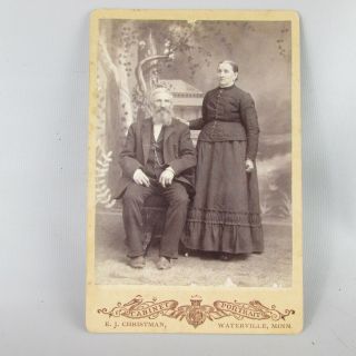 Cabinet Card Photo Photograph Mature Couple Man Wife Waterview Mn Minnesota Minn