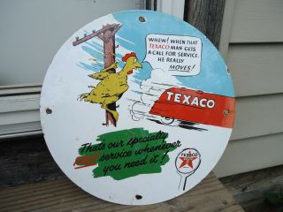 Old Vintage Texaco Service Gasoline Motor Oil Porcelain Gas Pump Station Ad Sign