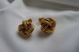 Vintage Hallmarked Yellow Gold 375 9ct Love Knot Earrings Studs 3g Y417 J7