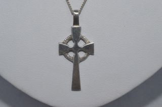 Vintage Sterling Silver Ola Gorie St Peters Cross Large Pendant Necklace
