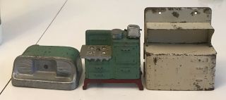 Vintage Metal Kitchen Supplies Stove/ Cabinet/ Parts