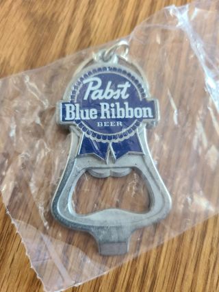 Pabst Blue Ribbon Beer Bottle Can Opener Keychain Game Room Man Cave Bar Pub Mib