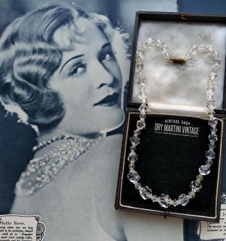 Vintage Art Deco 20s 30s Clear Crystal Necklace Rethreaded Bridal Gift
