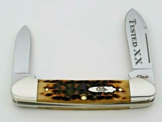 2019 Case Xx Usa 62131 Canoe Pocket Knife 3 5/8 " Peach Seed Antique Bone Handles