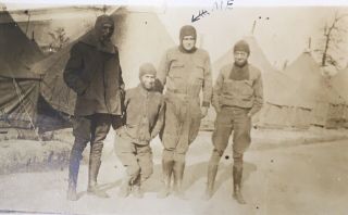 1917 Wwi Military Soldier Pose In Cold Weather Hats At Camp Lee Photo Vintage