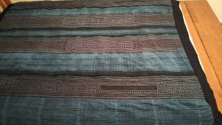 Vintage Handmade Tribal Hmong Embroidered Cotton Blanket 71x85