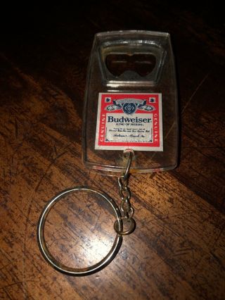 Vintage Budweiser Bottle Opener Key Chain Keychain Anheuser Bush Beer Taiwan N7