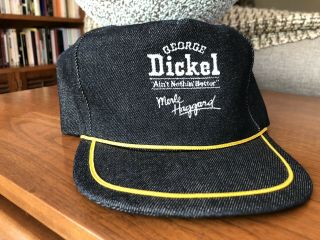 Vtg Merle Haggard George Dickel Whisky Tour Denim Hat Cap —like New—free Ship—