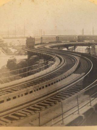Stereoview Elevated Railroad Coenties Slip York City Underwood 1893