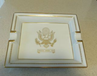 Vintage American Embassy Paris Eagle Logo Ashtray Gold Trim Mnp Limoges France