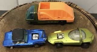 3 Non vintage redline Hotwheels.  Python,  Silhouette & garbage truck. 2