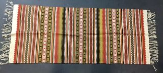 Vintage Mexican Blanket Wool Woven 23”x 55” Wall Hanging Rug Weaving