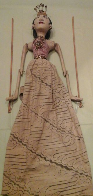 Vintage Indonesian Puppet Golek Wayang Wooden Female Puppet 23 "